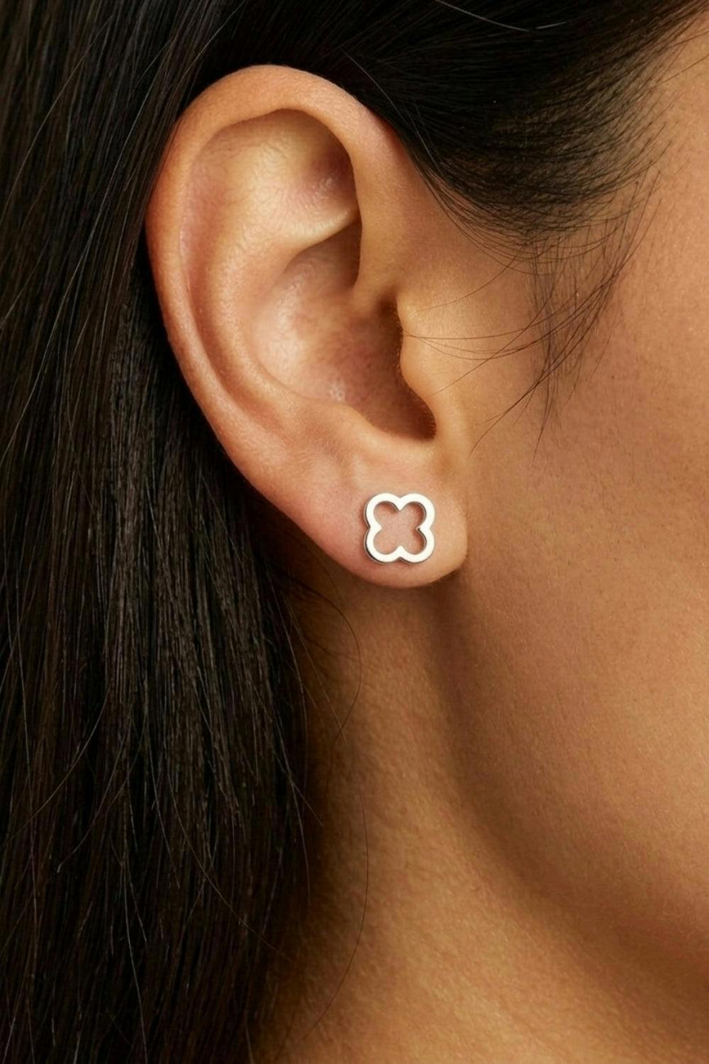Serla 18k White Gold Plated Clover Earrings
