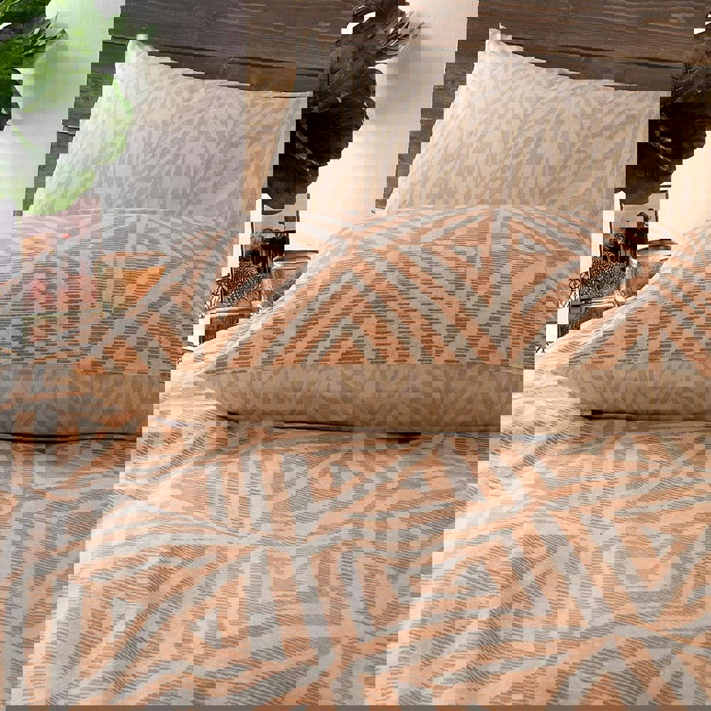 Furn Tanza Global Geometric Duvet Cover Set - Terracotta