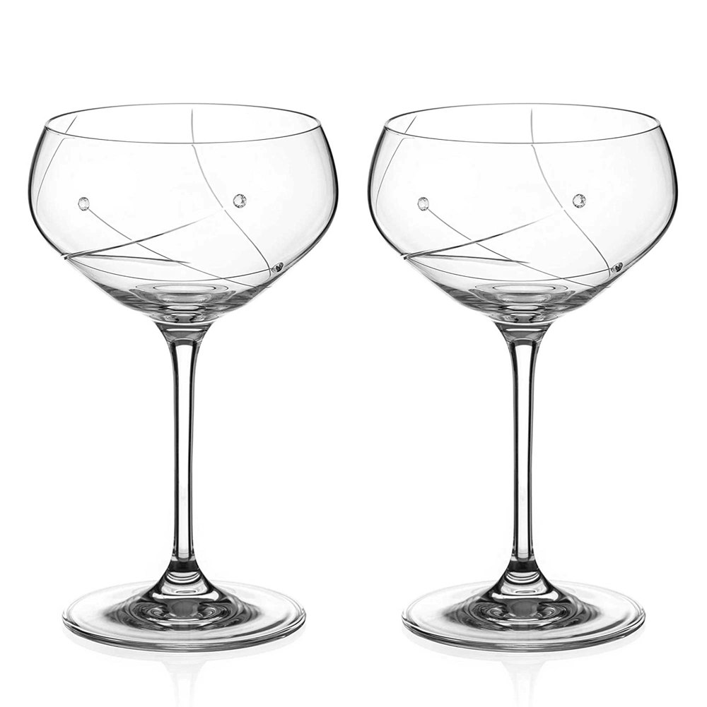 Diamante Angelina Champagne Saucers Adorned with Swarovski Crystals - Set of 2