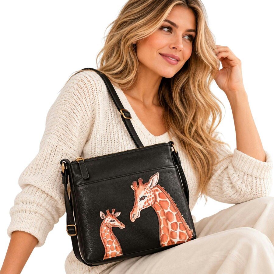 Mala Leather Tall Tales Giraffe Crossbody Bag