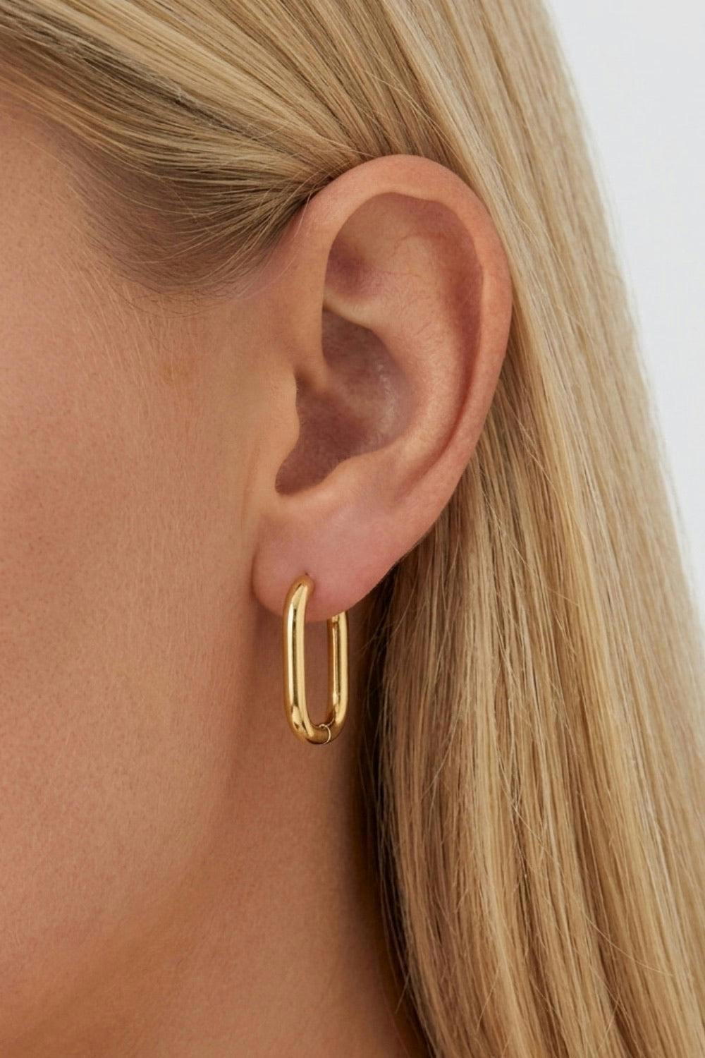 Serla Gold Plated Oval Hoop Earrings