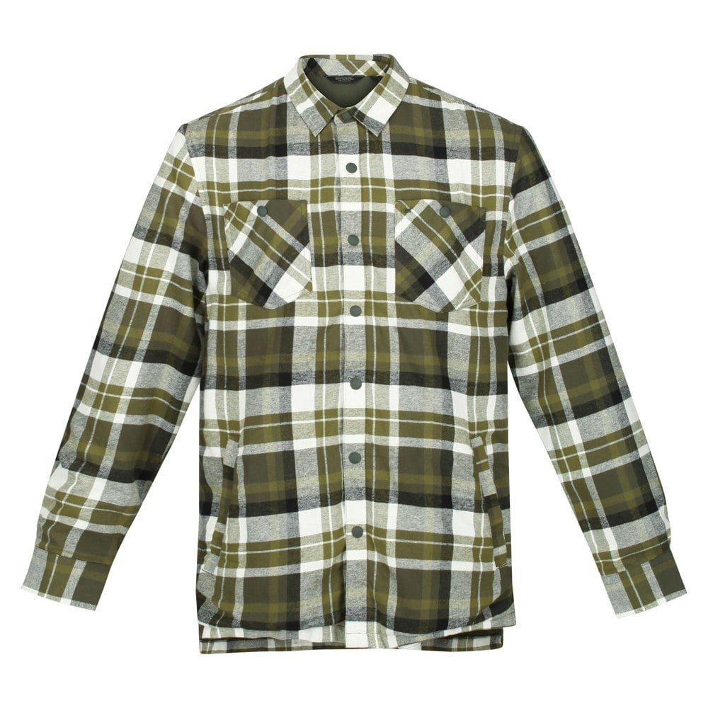 Regatta Mens Thamos Checked Long-Sleeved Shirt - Dark Khaki Check