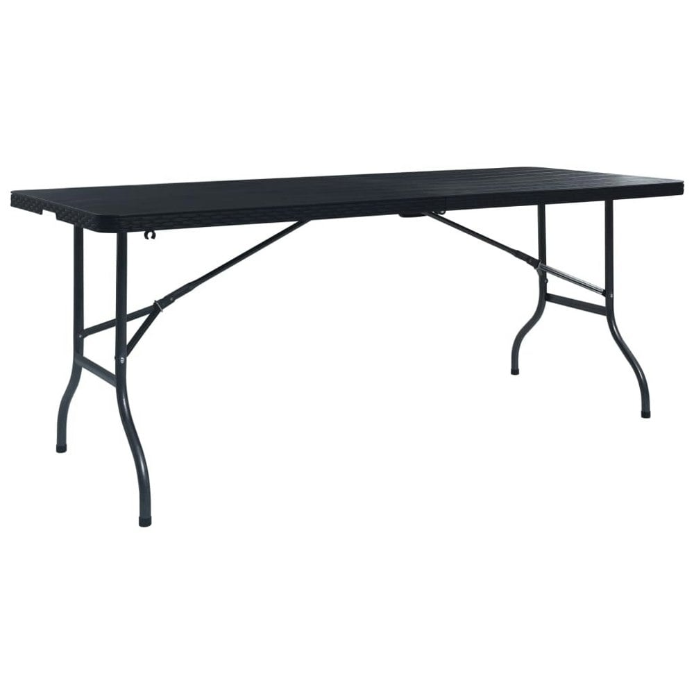 Berkfield Folding Garden Table Black 180x75x72 cm HDPE Imitation Rattan