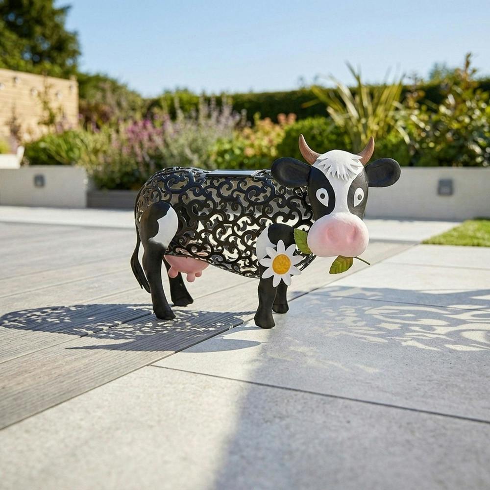 Garden Greatness Daisy Cow Solar Silhouette Garden Light