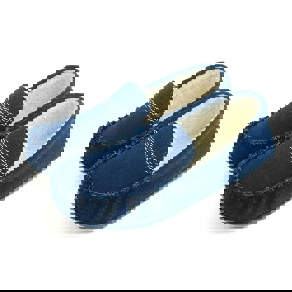 Eastern Counties Leather Womens/Ladies Bethany Berber Suede Moccasins - Blue