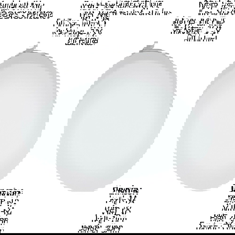 2 PACK Wall Flush Ceiling Light Colour White Shade White Plastic LED 17.3W Incl Loops