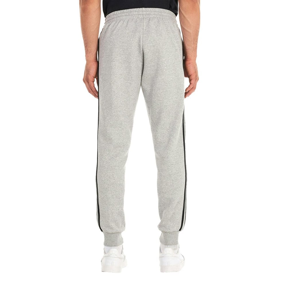 Adidas Mens Fleece 3 Stripes Cuffed Tapered Jogging Bottoms - Grey