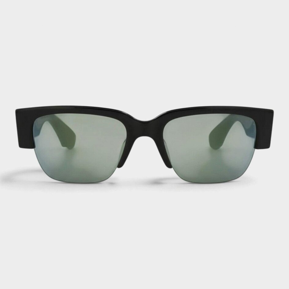 Alexander McQueen Square Frame Acetate Mirrored Sunglasses Black Green