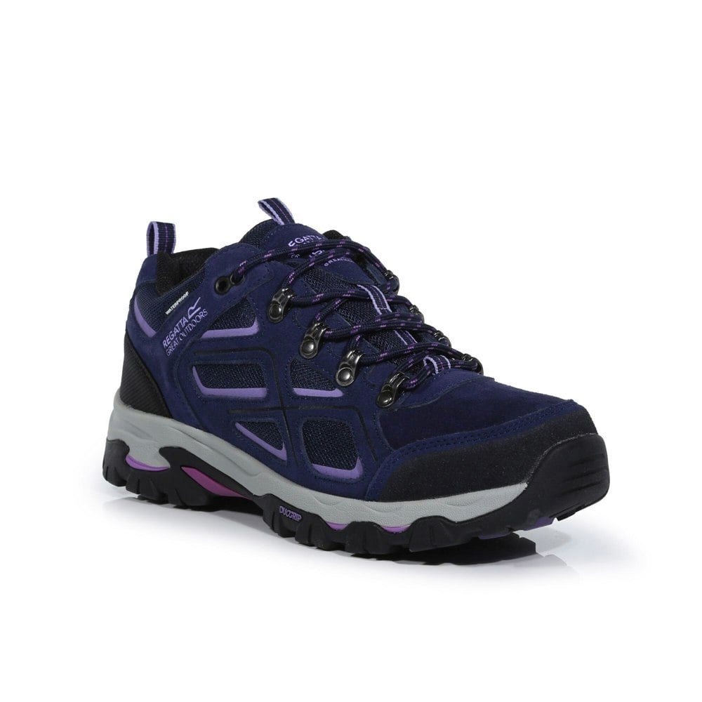Regatta Womens Tebay Waterproof Suede Walking Shoes - Midnight/Lilac Bloom