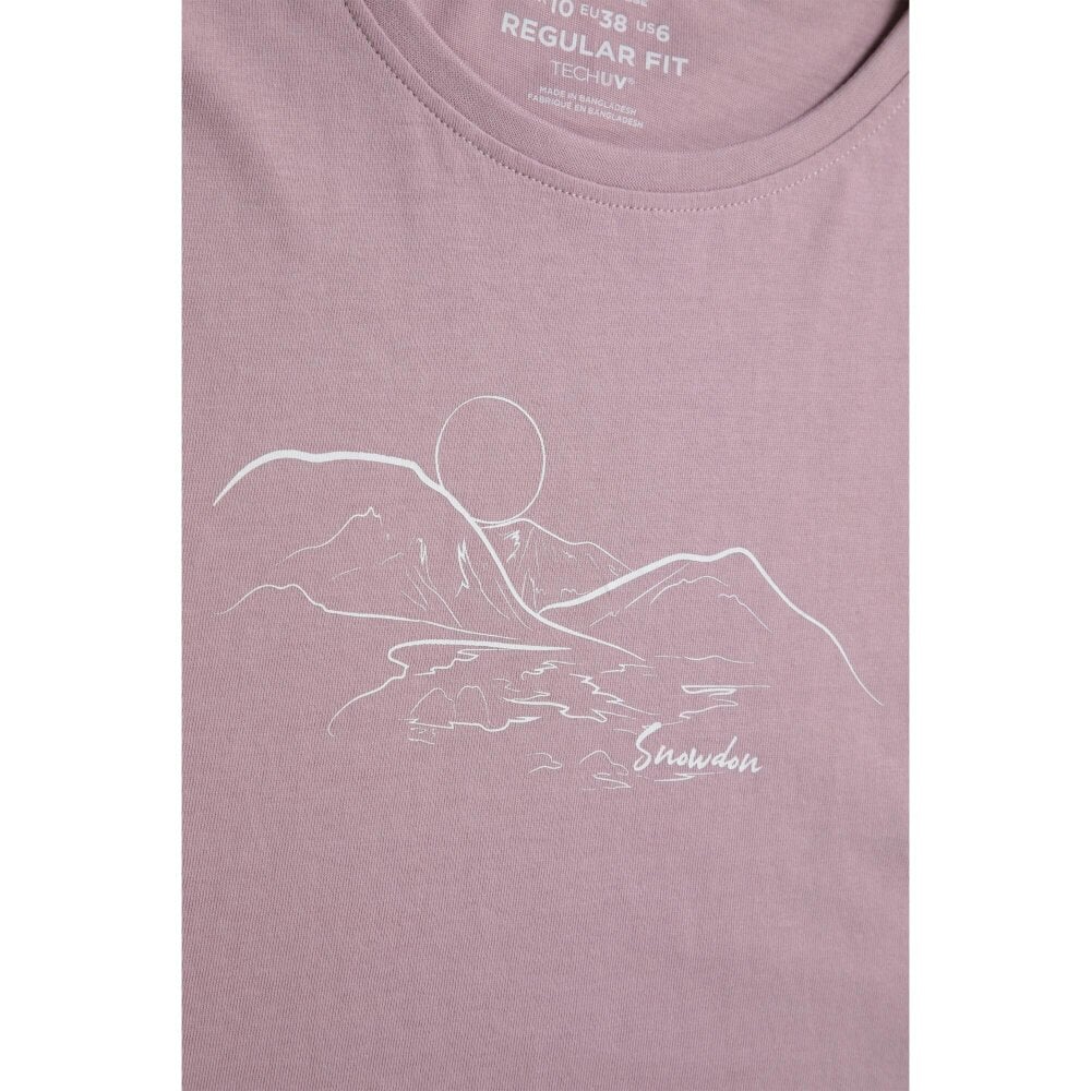 Mountain Warehouse Womens Snowdon Graphic Print Cotton Lightweight Relaxed Fit T-Shirt - Pink