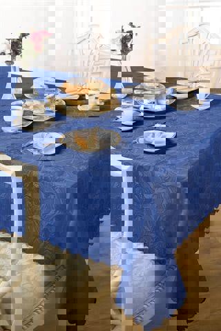 Emma Barclay Damask Rose Tablecloths - Blue
