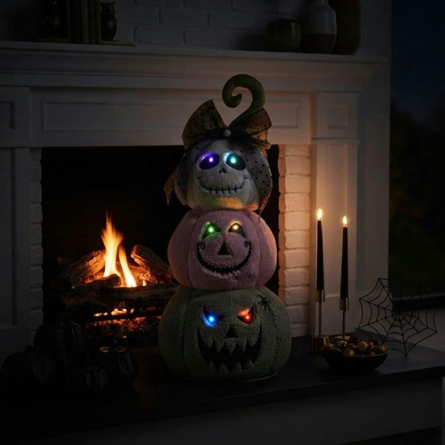 Garden Greatness Plush Stack-o'-Lanterns Halloween Light-Up Decoration