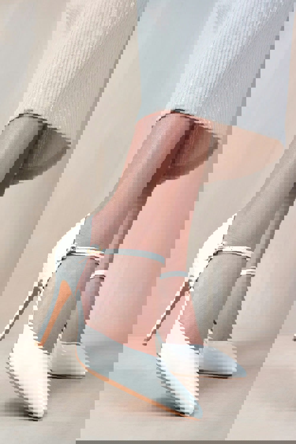 Where's That From Reflex Mid High Heels With Pointed Toe in White Patent