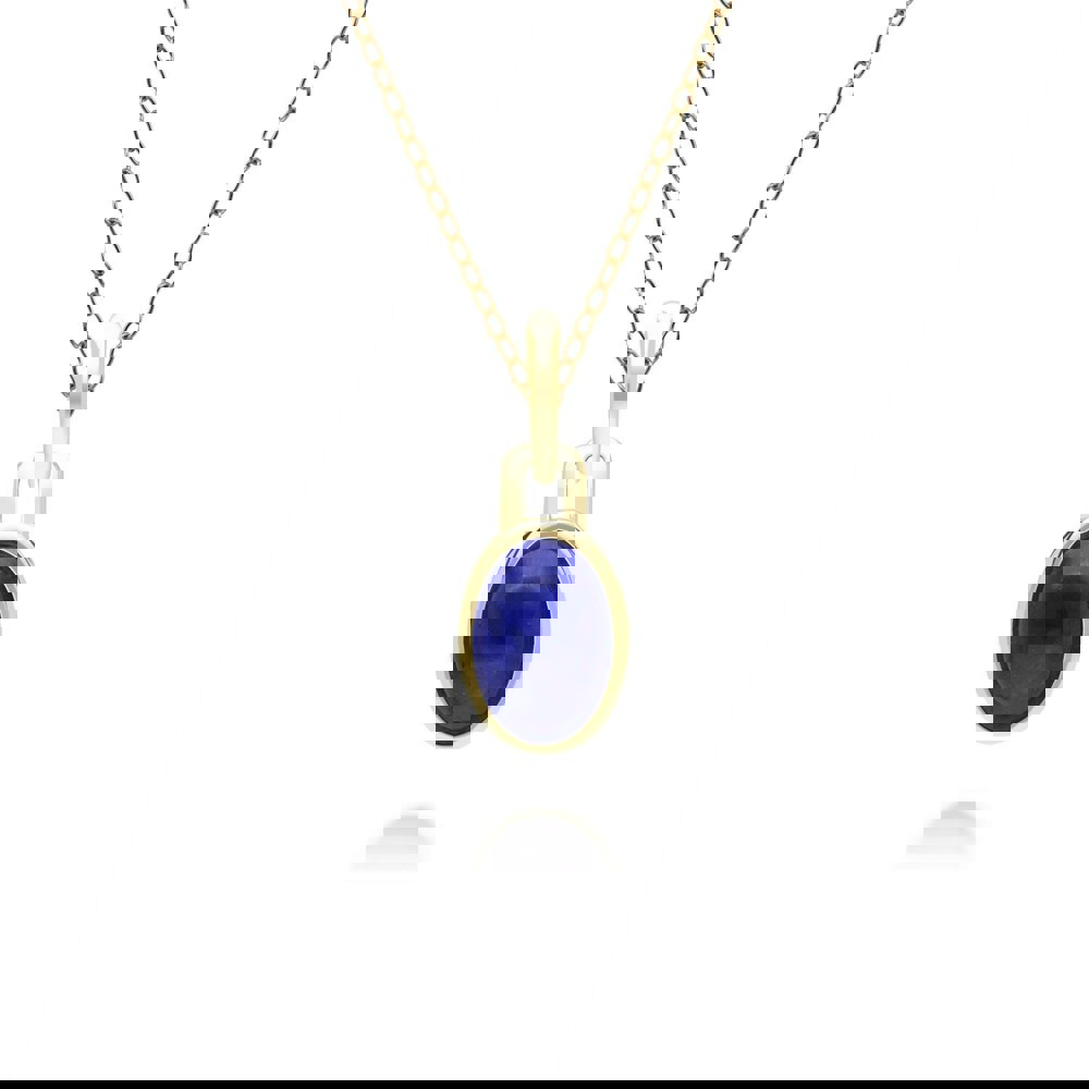 Gemondo Classic Oval Lapis Lazuli Pendant Necklace in 9ct Yellow Gold