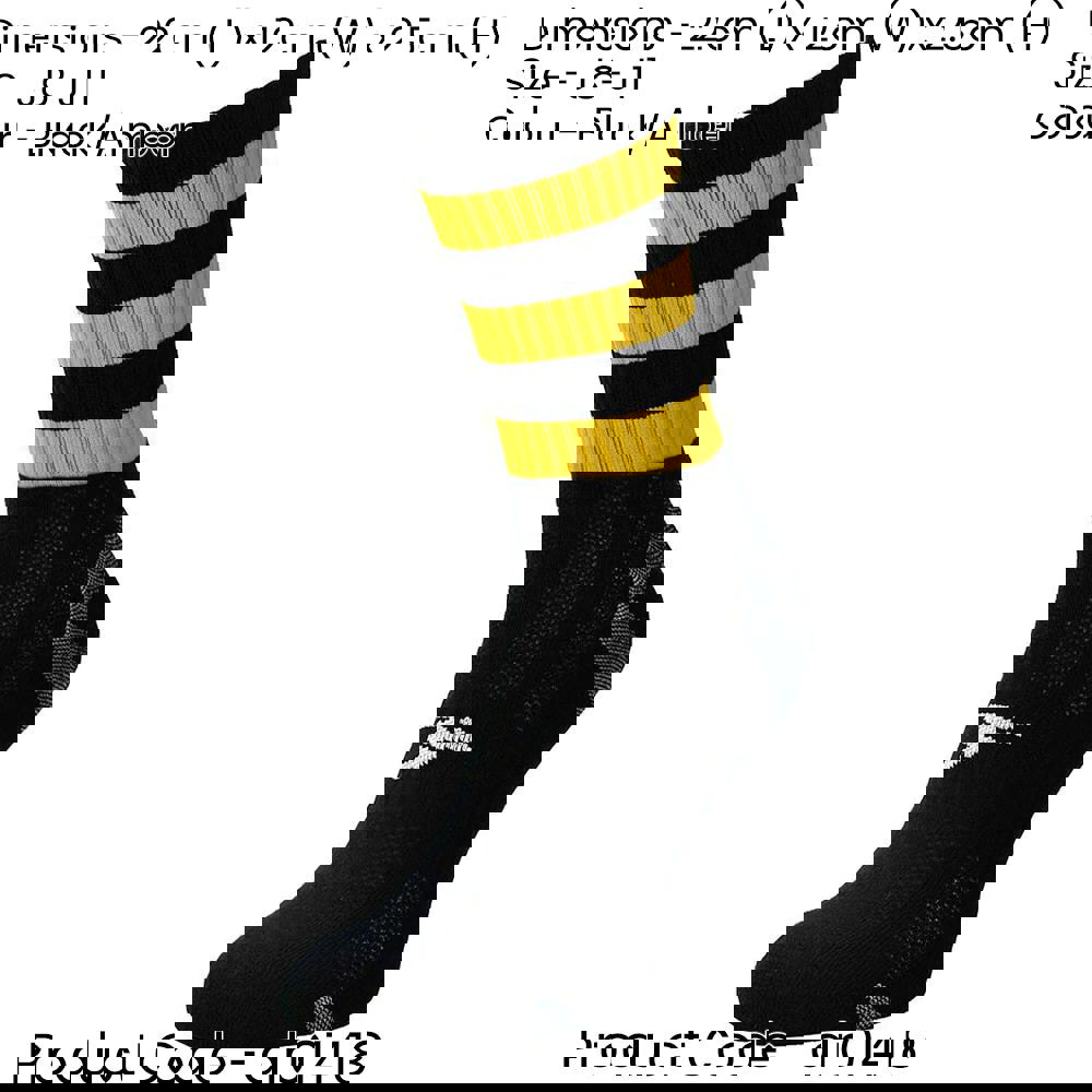 JUNIOR Size 8-11 Hooped Stripe Football Crew Socks BLACK/AMBER Training Ankle