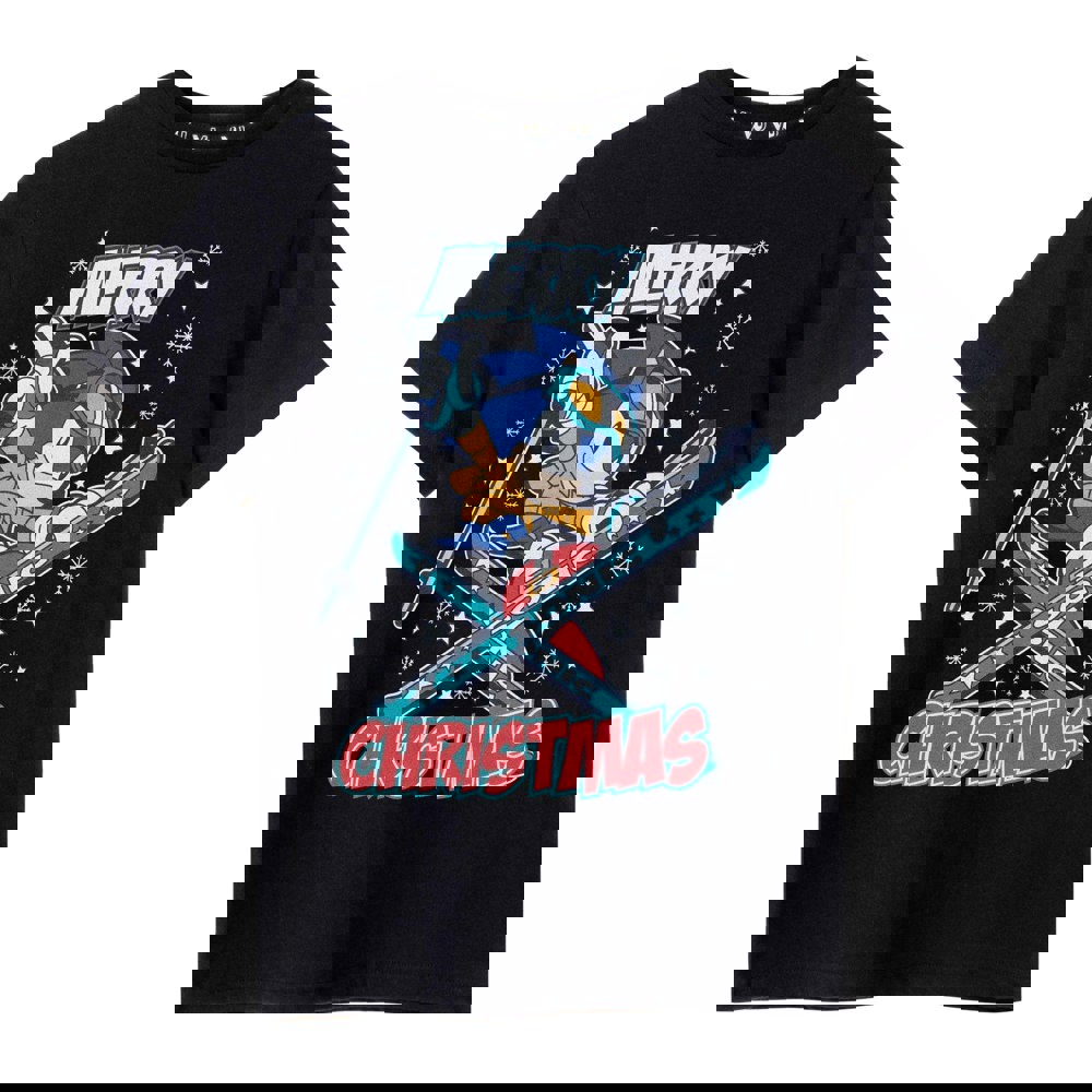 Sonic The Hedgehog Boys Merry Christmas T-Shirt - Black