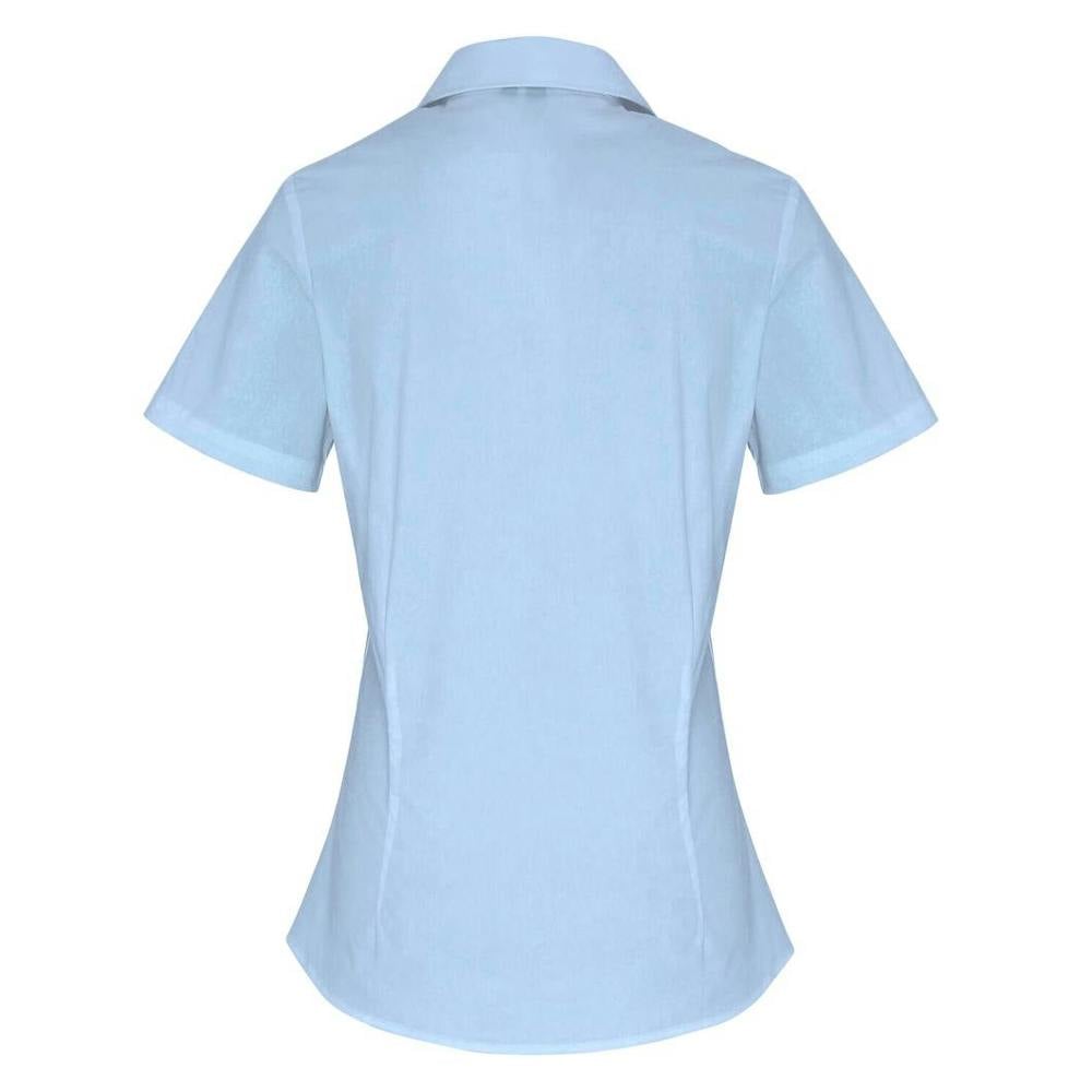 Premier Womens/Ladies Stretch Fit Poplin Short Sleeve Blouse - Pale Blue