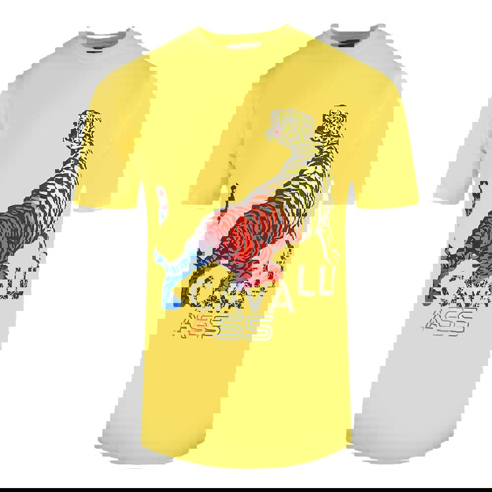 Cavalli Class Bold Tiger Design Yellow T-Shirt