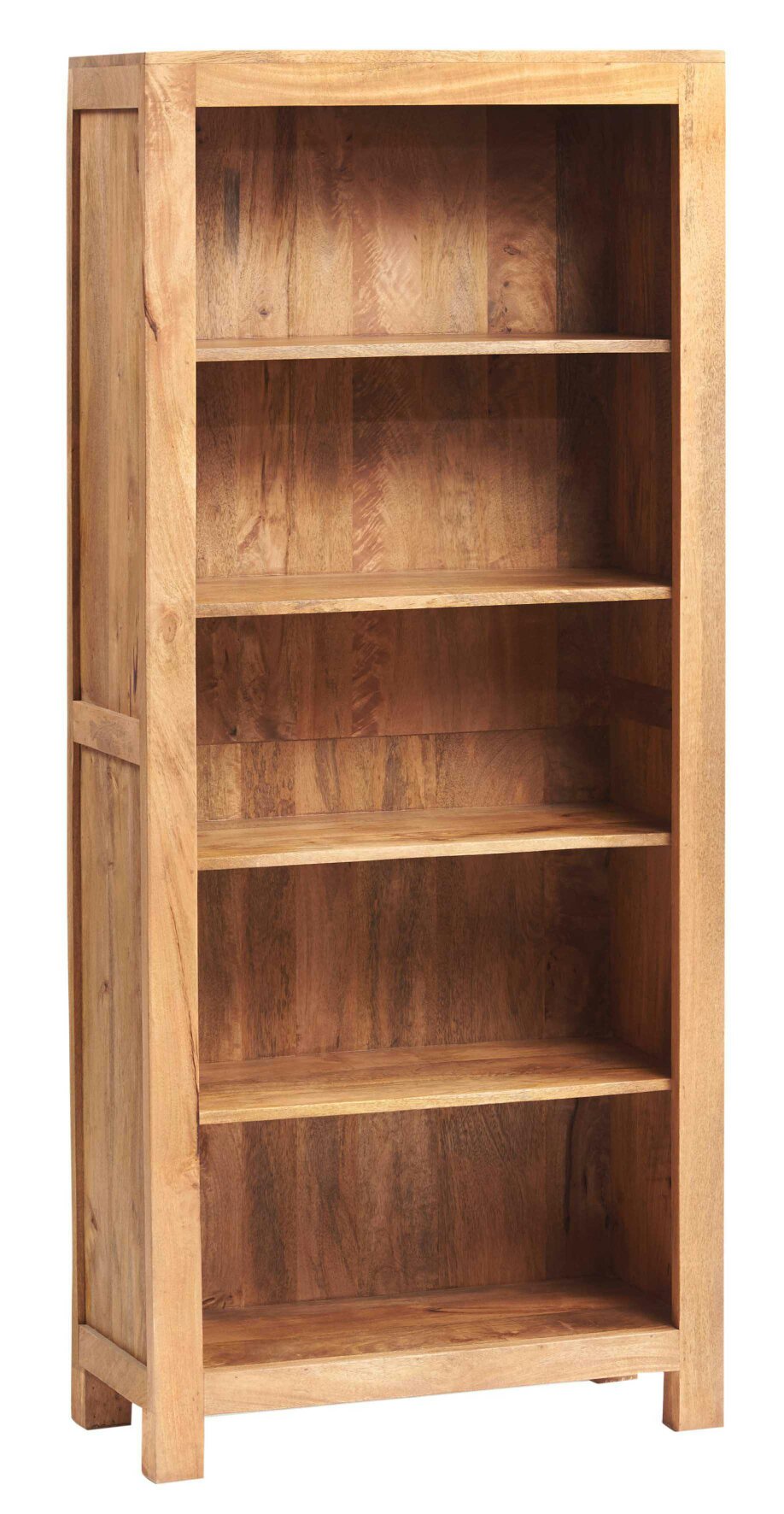 Wyld Haus Manila Light Mango Wood Large 5 Shelf Open Bookcase