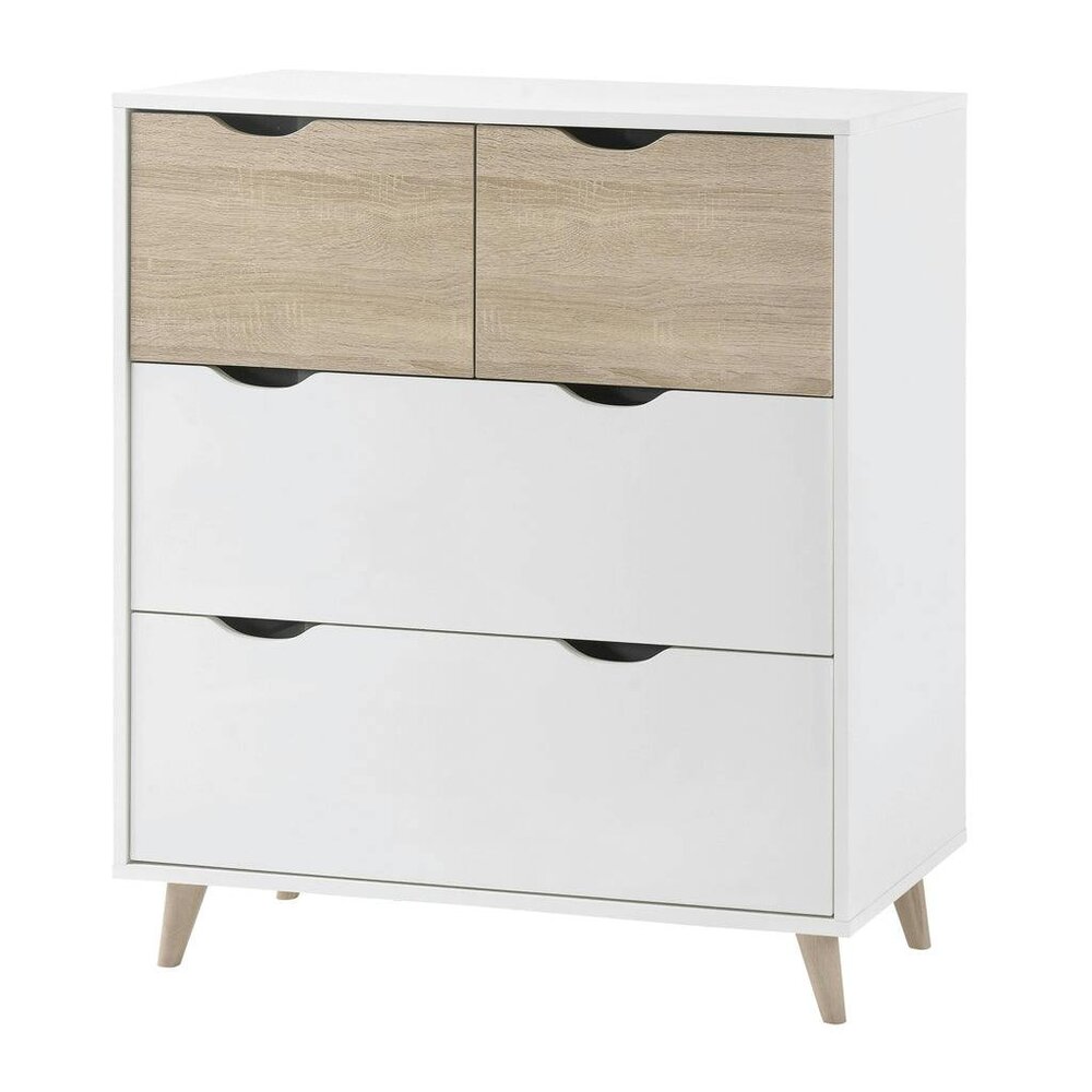 Wyld Haus Skerries 4 Drawer Chest White and Natural Oak Wood