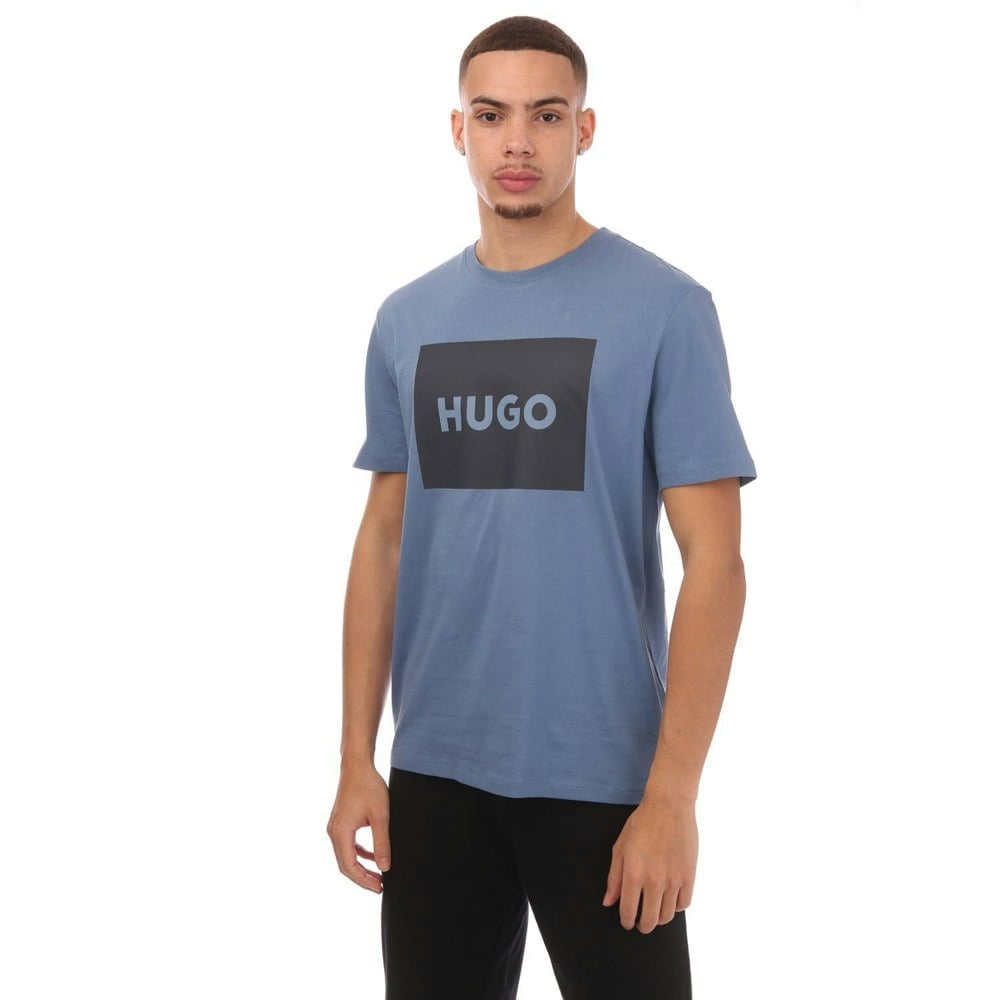 Hugo Mens Printed Logo Regular T-Shirt - Blue