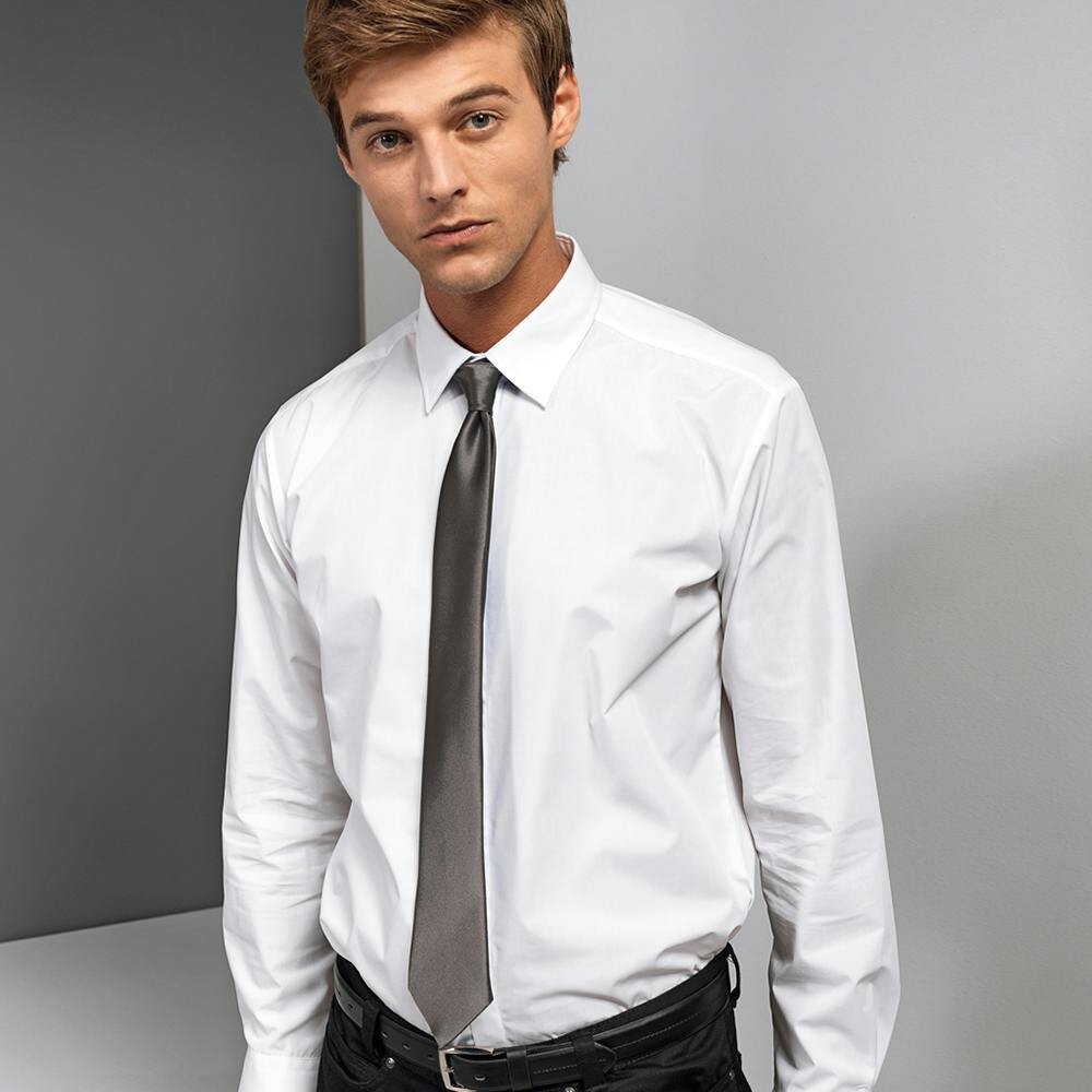 Premier Colours Mens Satin Clip Tie - Dark Grey