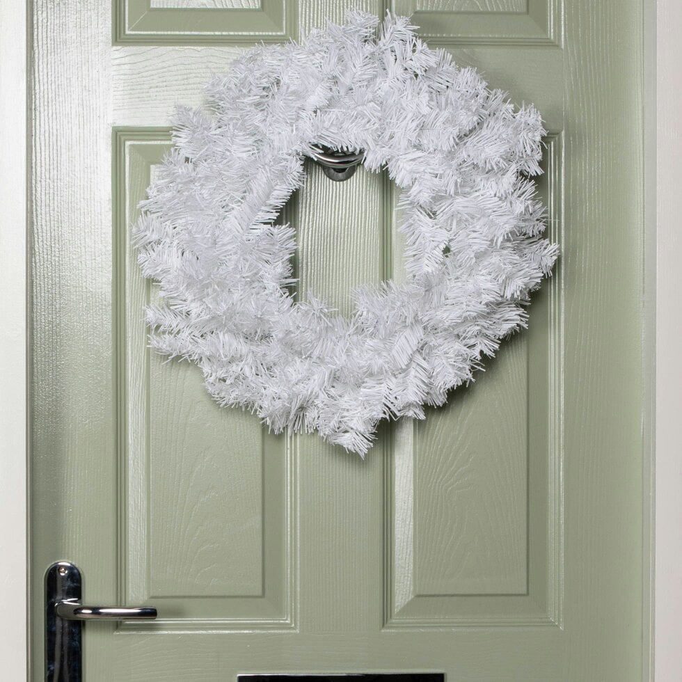 Samuel Alexander 50cm Hanging Plain White Christmas Wreath with PVC Branches