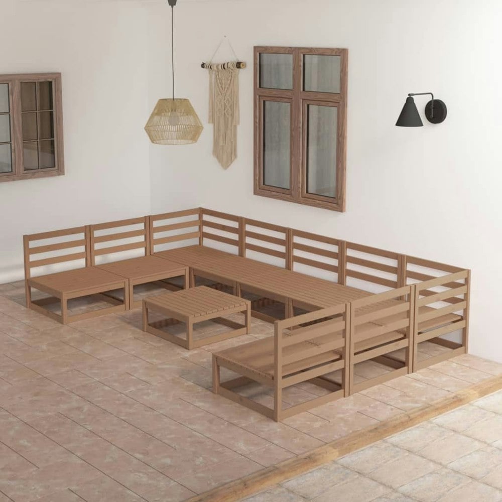 Berkfield 10 Piece Garden Lounge Set Solid Pinewood