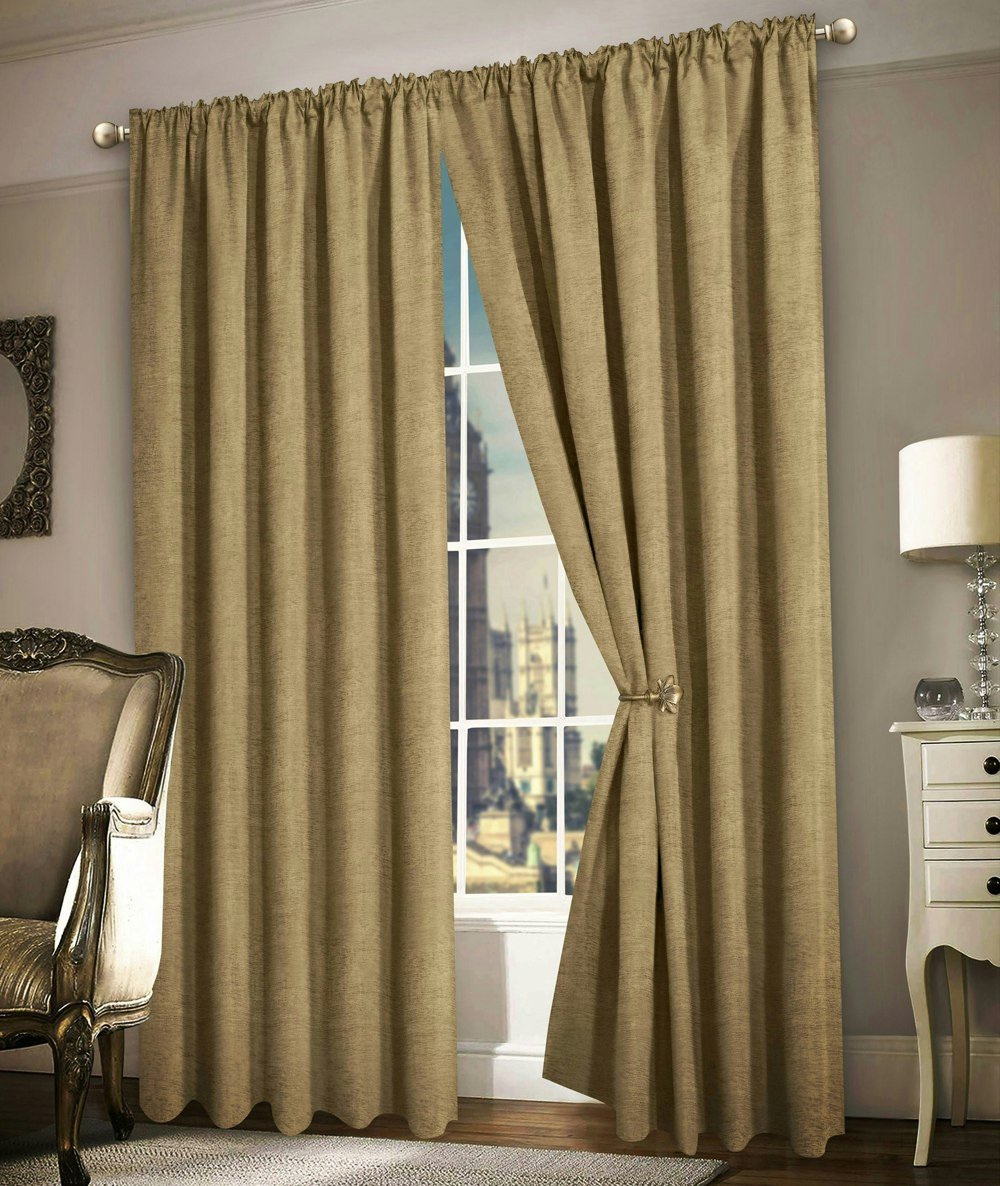 Intimates Luxury Plain Chenille Eyelet Curtains - 228cm x 182cm
