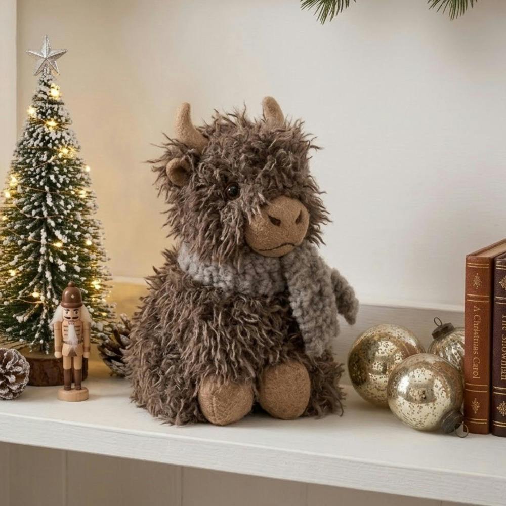 Garden Greatness Sitting Soft Textured Festive Highland Cow