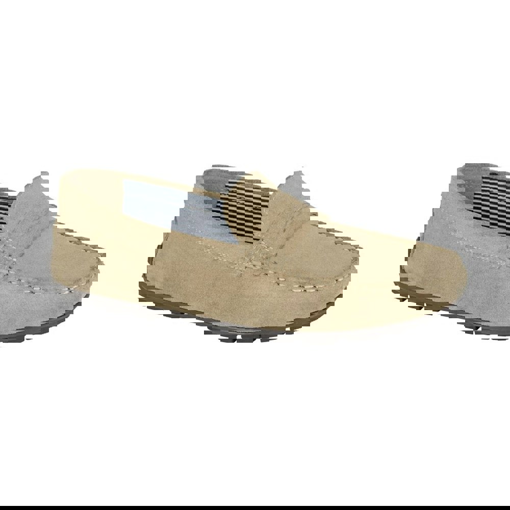 Roamers Mens Suede Square Toe Loafers - Taupe