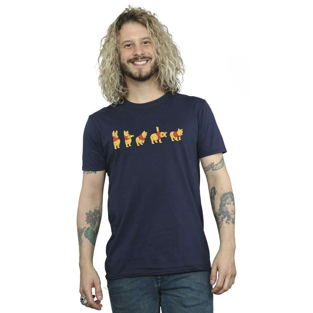 Disney Mens Winnie The Pooh Stretching T-Shirt - Navy Blue