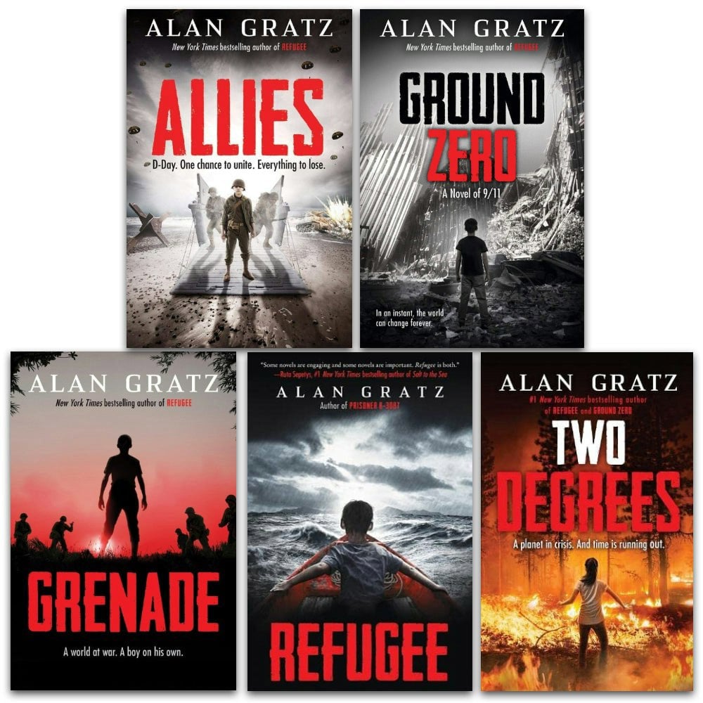 Alan Gratz 5 Book Set Allies, Two Degrees, Grenade, Refugee, Ground Zero