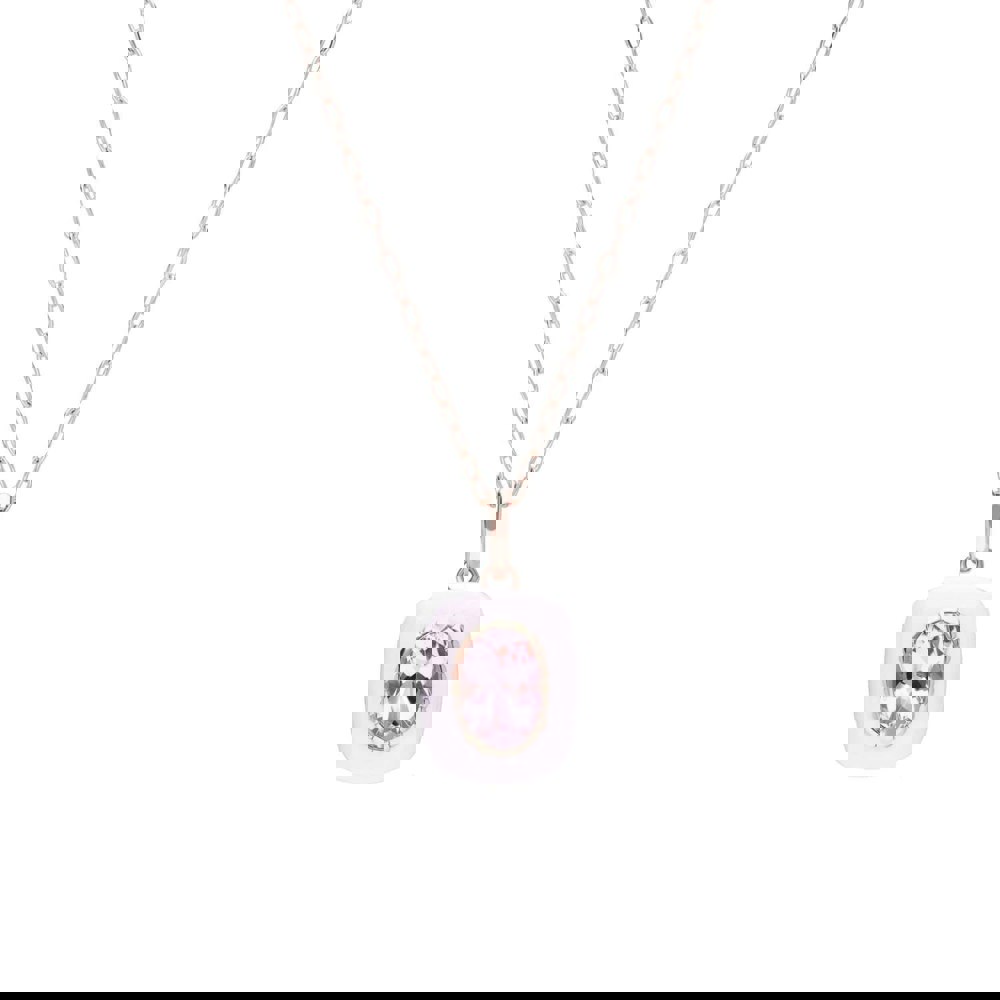 270P034501925 Siberian Waltz Enamel & Pink Tourmaline Pendant Necklace In Rose Gold Plated Silver 1
