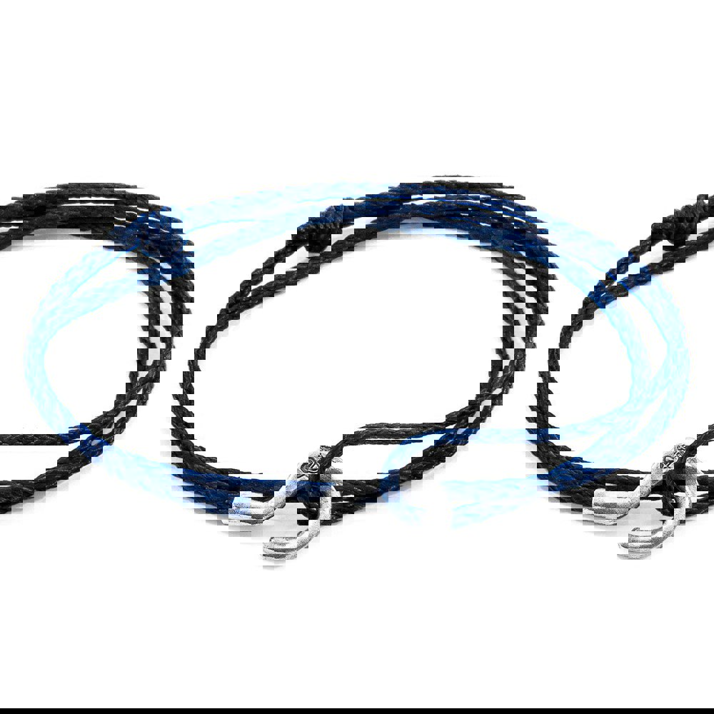 Anchor & Crew Navy Blue Charles Silver and Rope SKINNY Bracelet