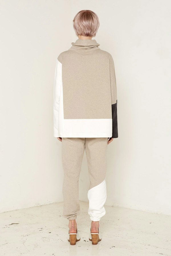 Bo Carter Turtleneck Neptun Jumper in Organic Fleece Cotton - Beige