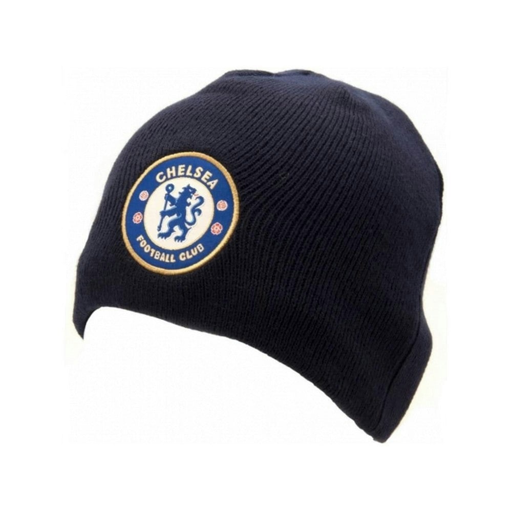 Chelsea FC Unisex Adult Crest Knitted Beanie - Navy