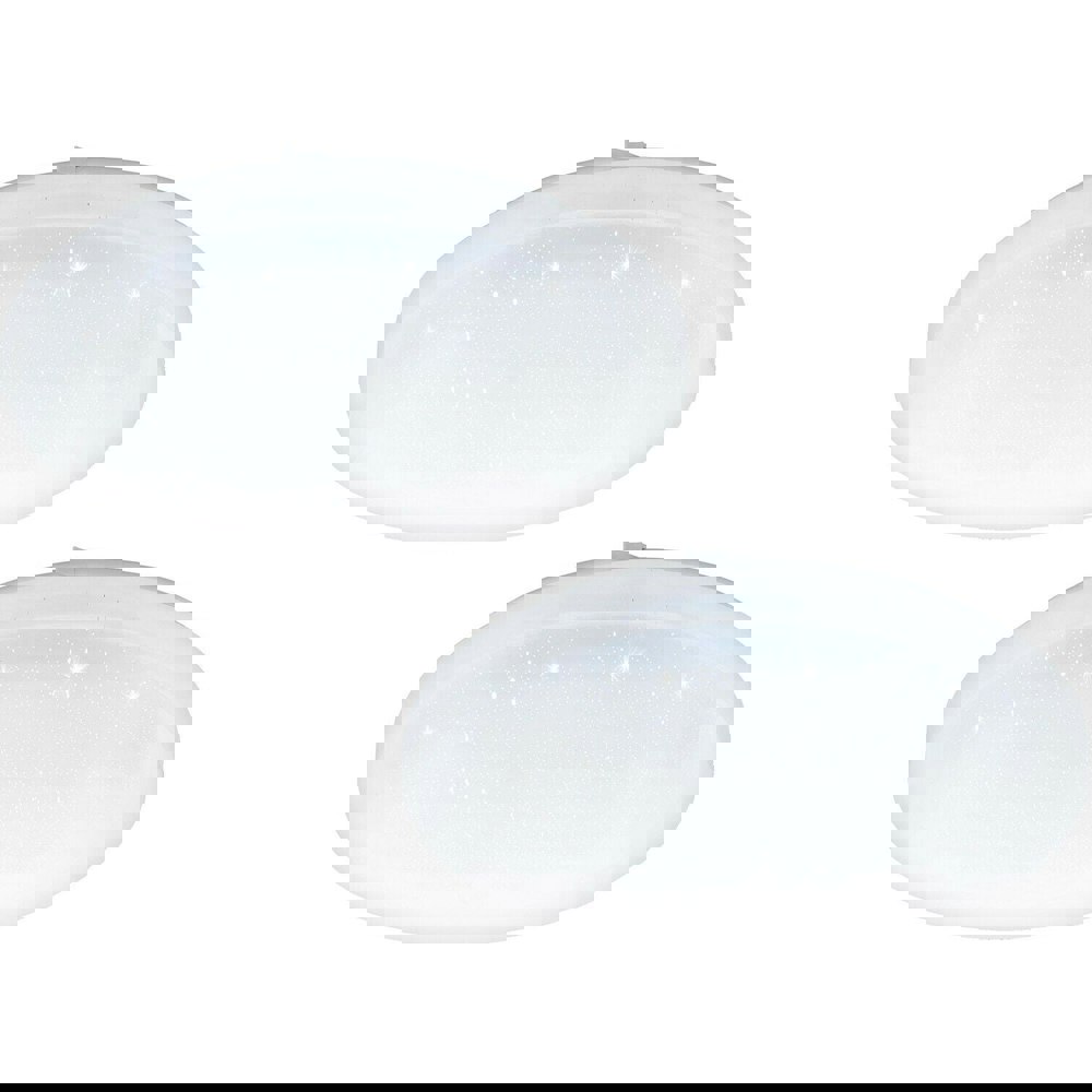 2 PACK Wall Flush Ceiling Light White Shade White Plastic & Crystal Effect LED Loops