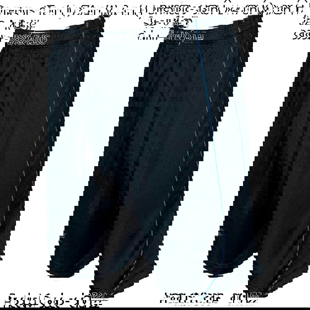 M ADULT Elastic Waist Football Gym Training Shorts - Plain BLACK/BLUE 34-36"