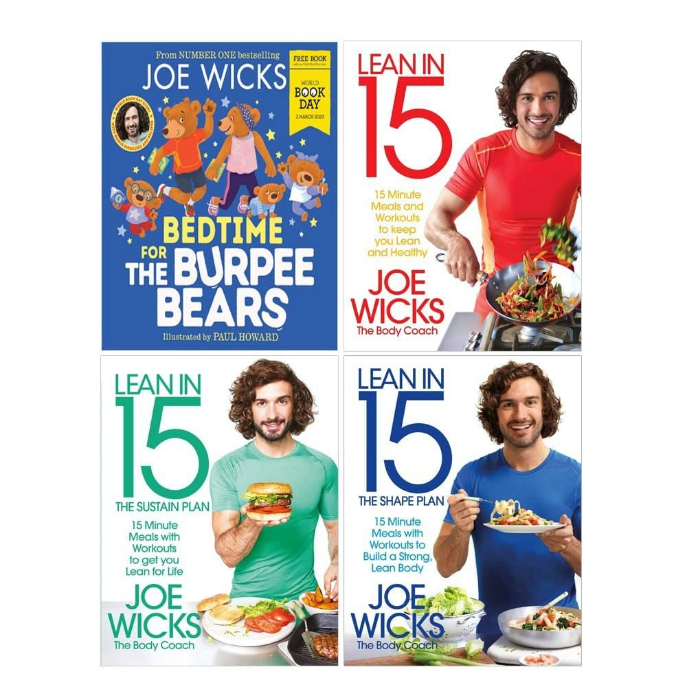 Joe Wicks 4 Book Set (Sustain Plan, Shape Plan, The Shift Plan & Bedtime For The Burpee Bears)