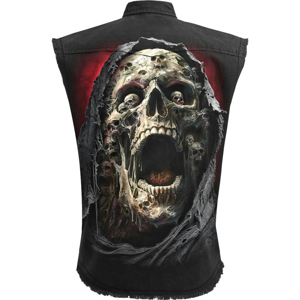 Spiral - SCREAMING DEATH - Sleeveless Stone Washed Worker Black