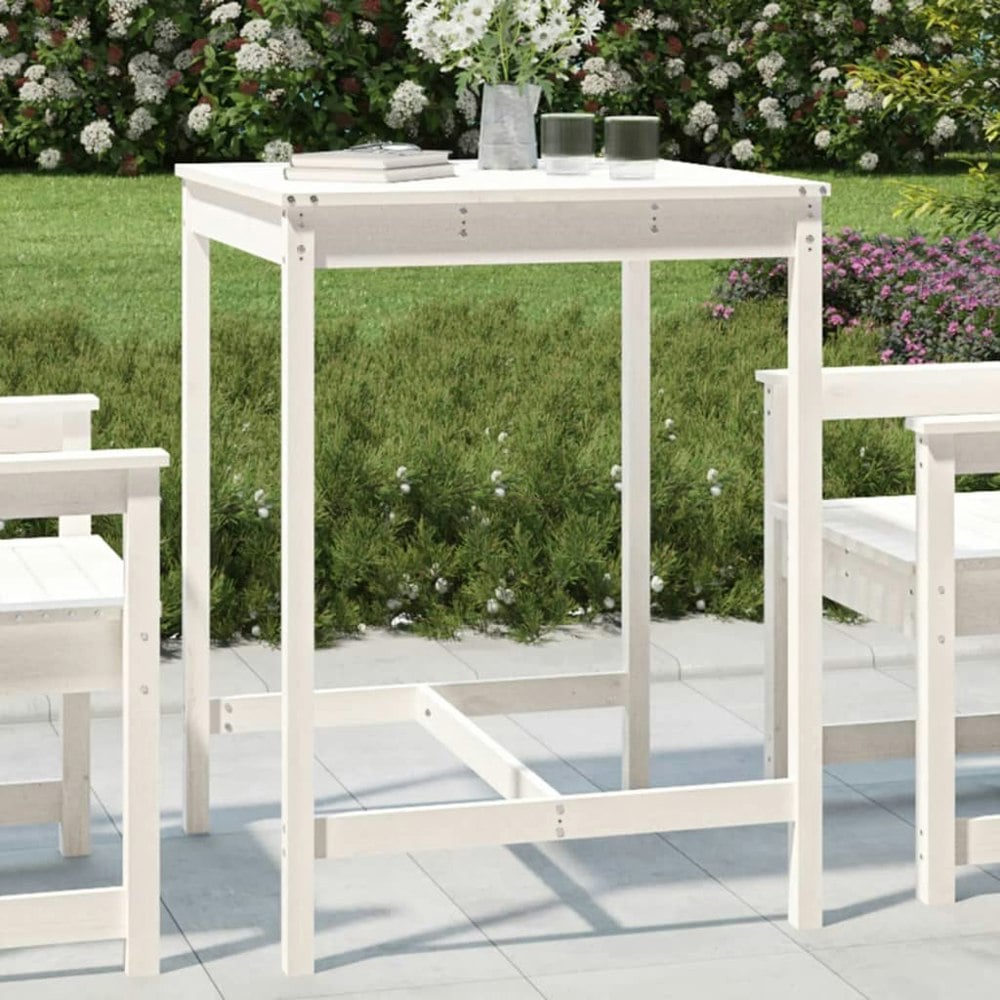 Berkfield Garden Table White 82.5x82.5x110 cm Solid Wood Pine
