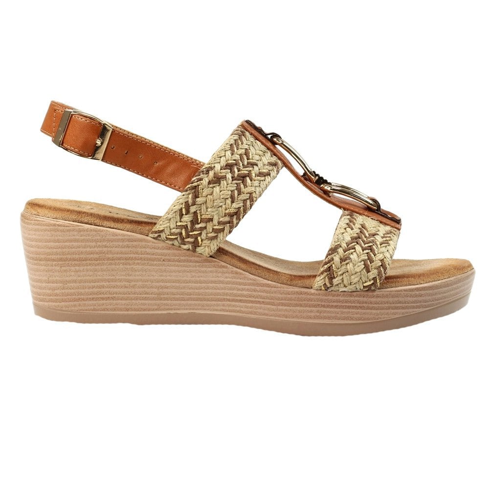 Lunar Womens Jamie Wedge Sandals - Brown
