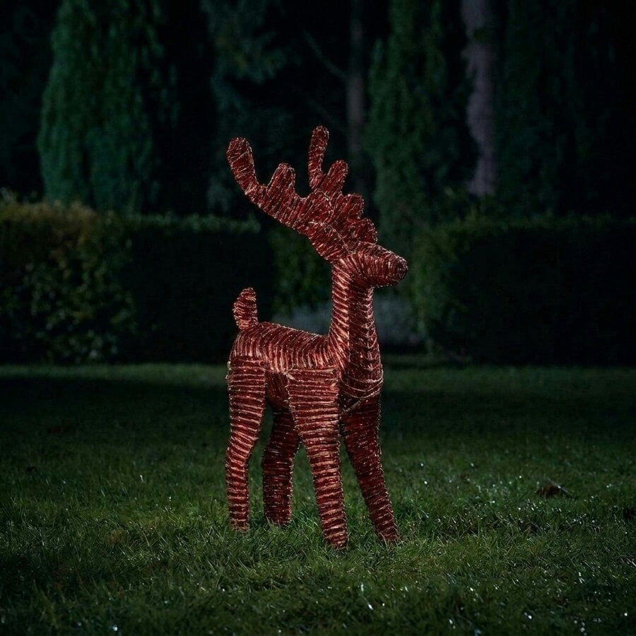 Garden Greatness Red and Gold Braid Deer Christmas Light