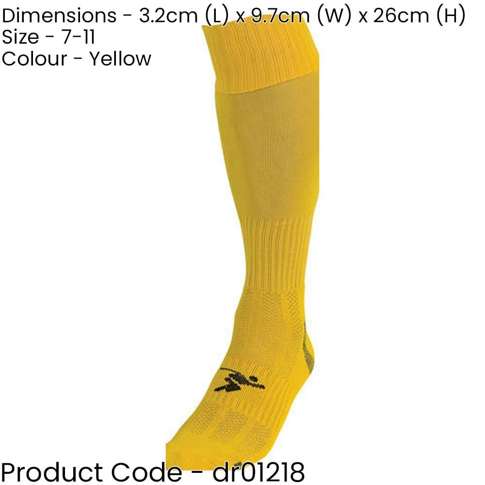 ADULT SIZE 7-11 Pro Football Socks - PLAIN YELLOW - Ventilated Toe Protection