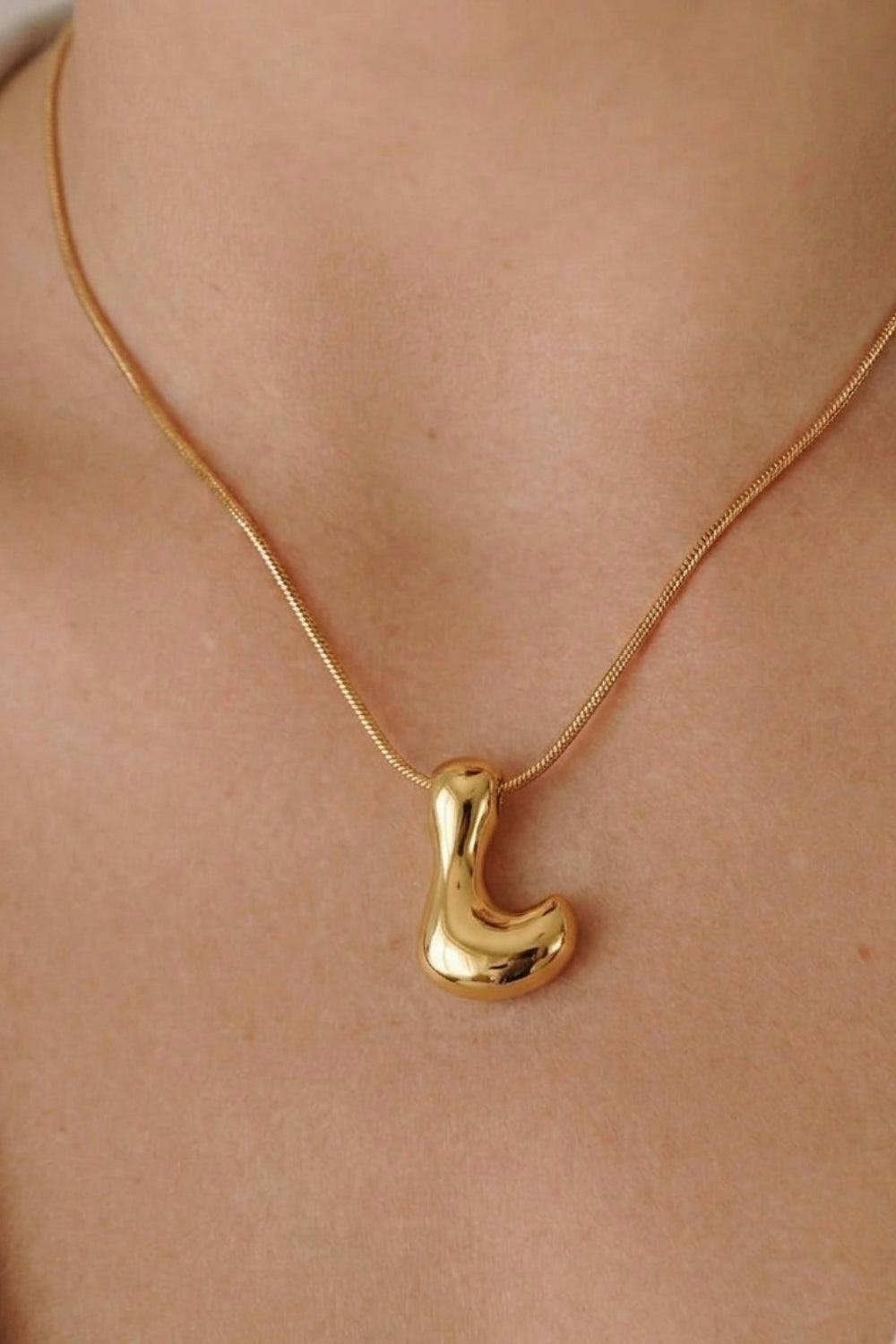 Serla Bubble Initial Gold Plated Necklace Letter L