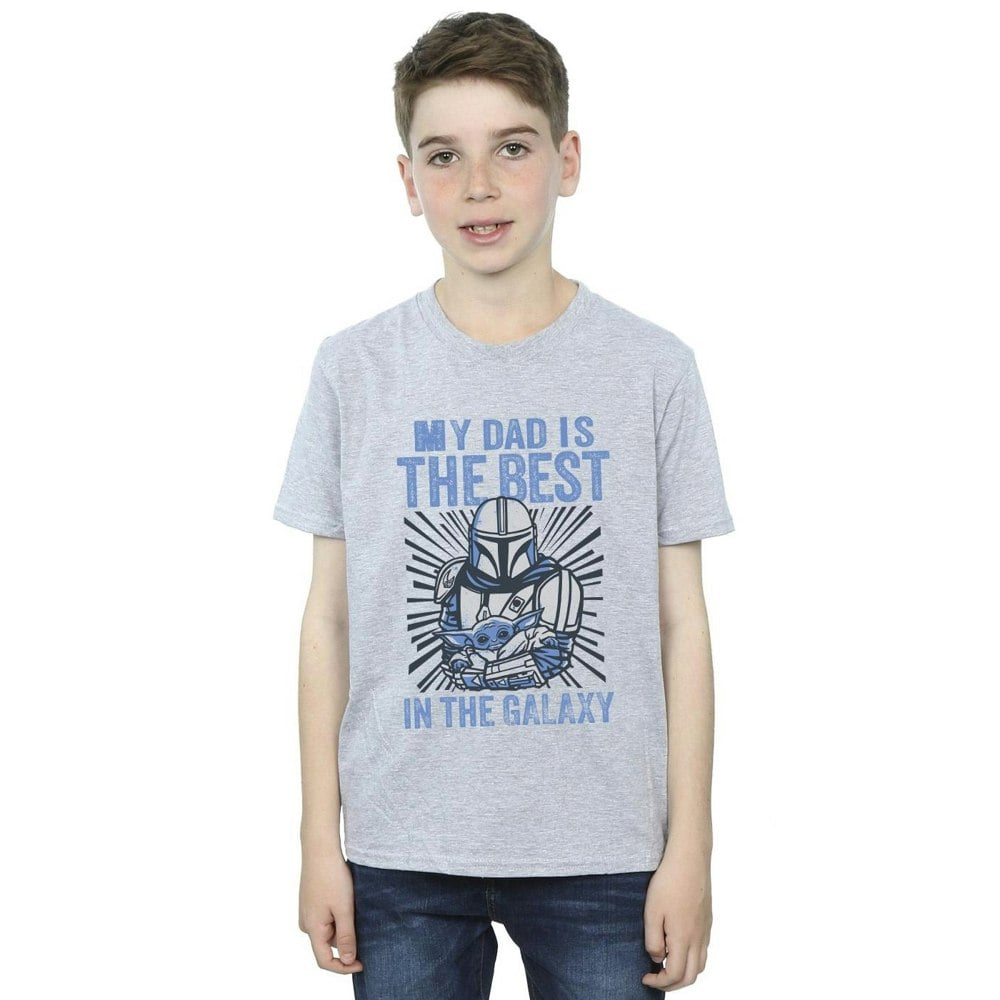Star Wars Boys Mandalorian Best Dad T-Shirt - Sports Grey