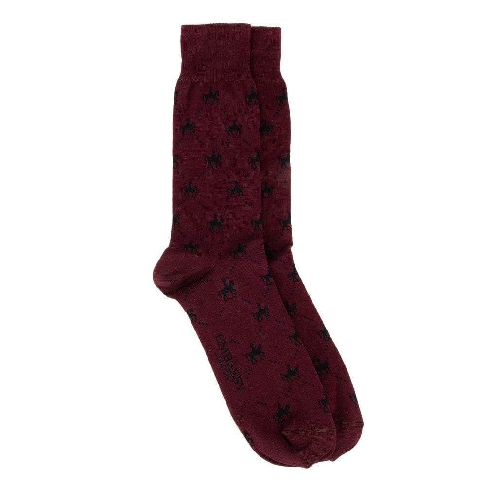 Embassy London Footsie - Bordeaux - Women's cotton crew socks UK 3 to 7 in burgundy