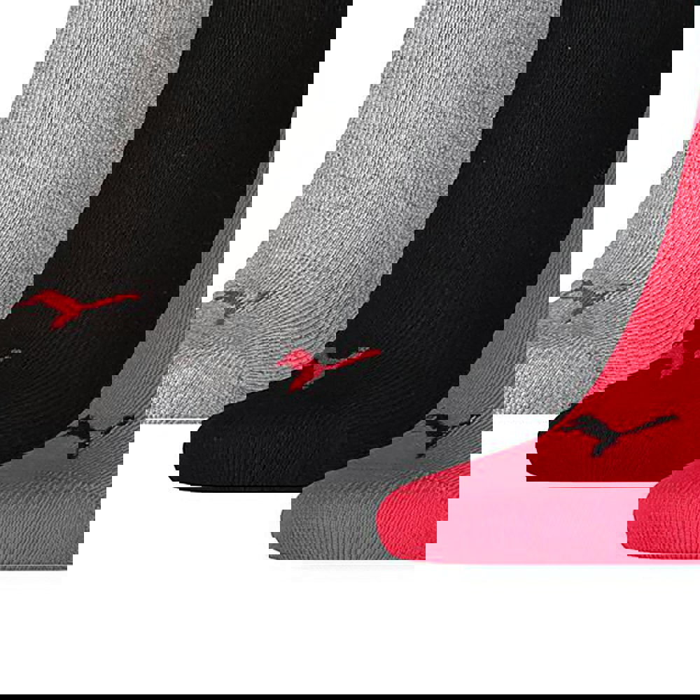 Puma Unisex Adult Invisible Socks (Pack of 3) - Black/Red/Grey