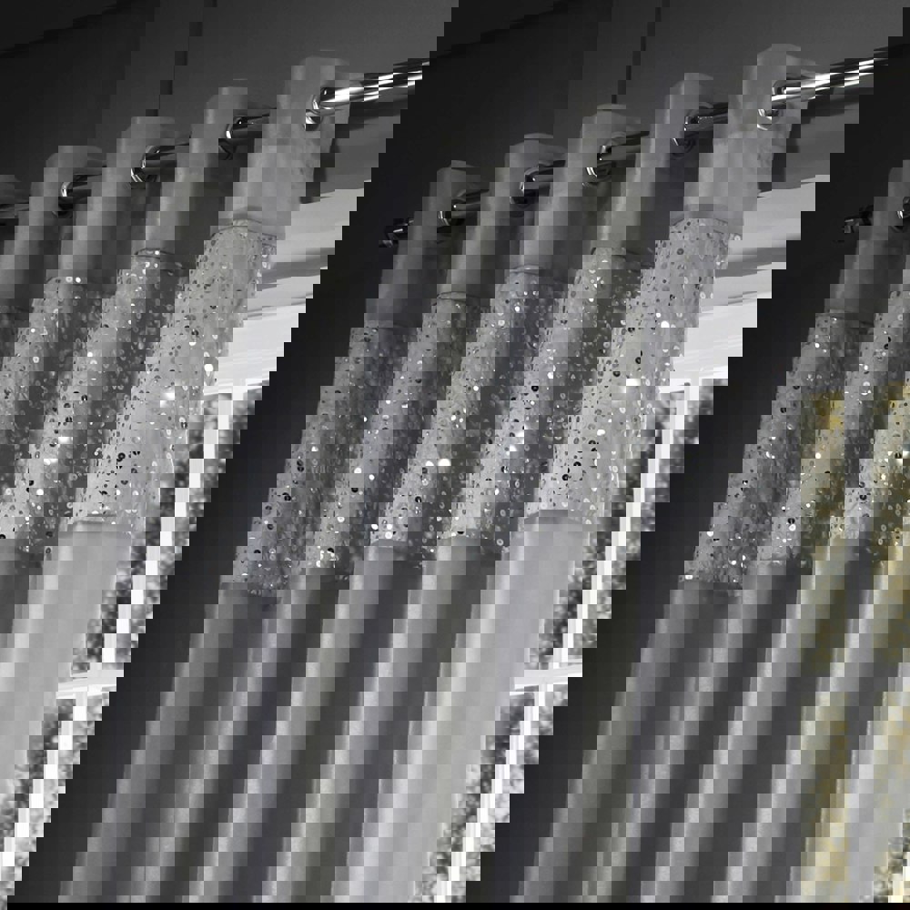 Catherine Lansfield Glitzy Sequin Lined Eyelet Curtains